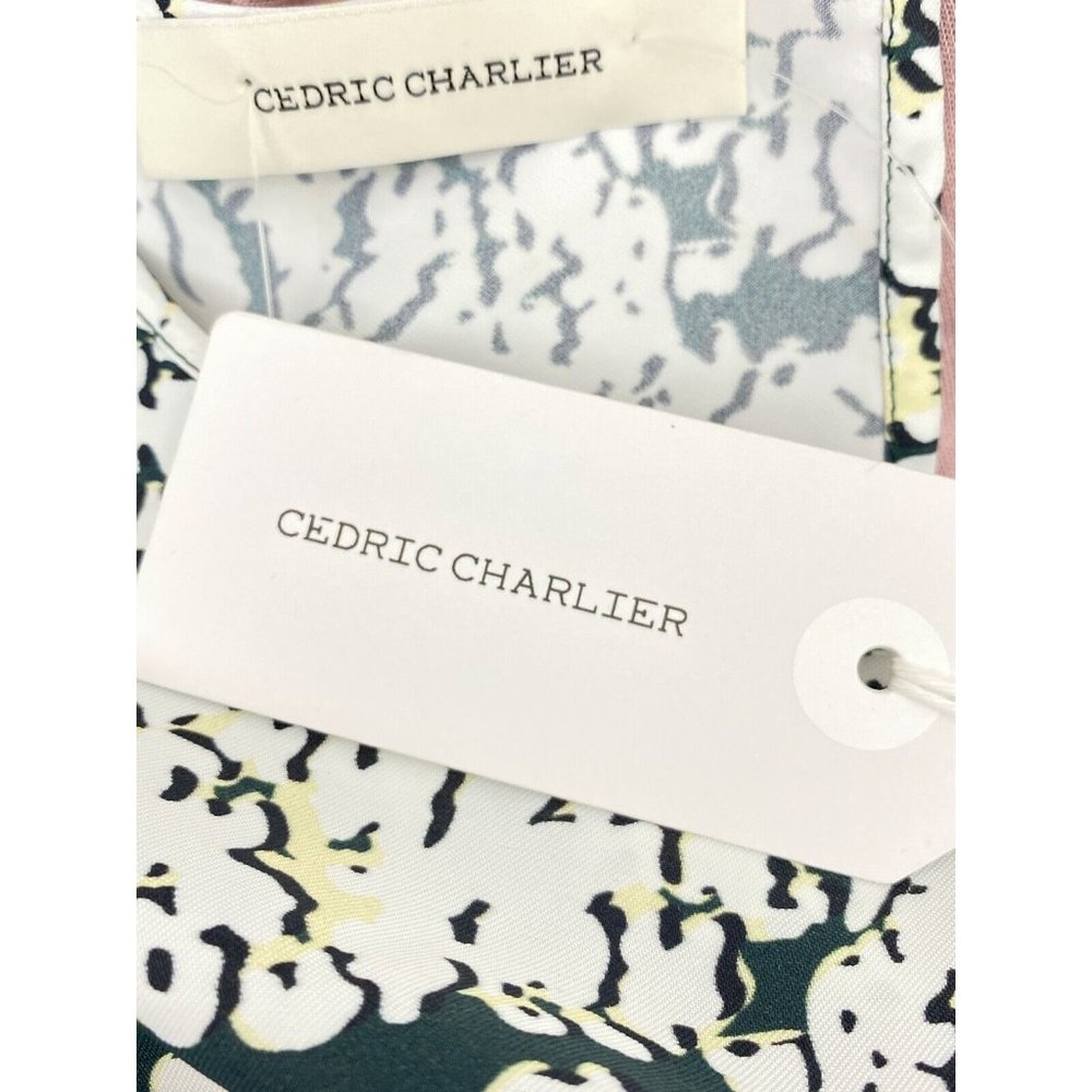 Cedric Charlier Top Blouse Black & White Pattern Black Sash EUR 42 US 8 MSRP$990 - Picture 6 of 7
